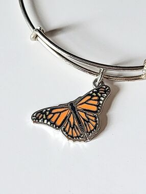 Alex and Ani Monarch Butterfly Enamel Charm Bangle Bracelet